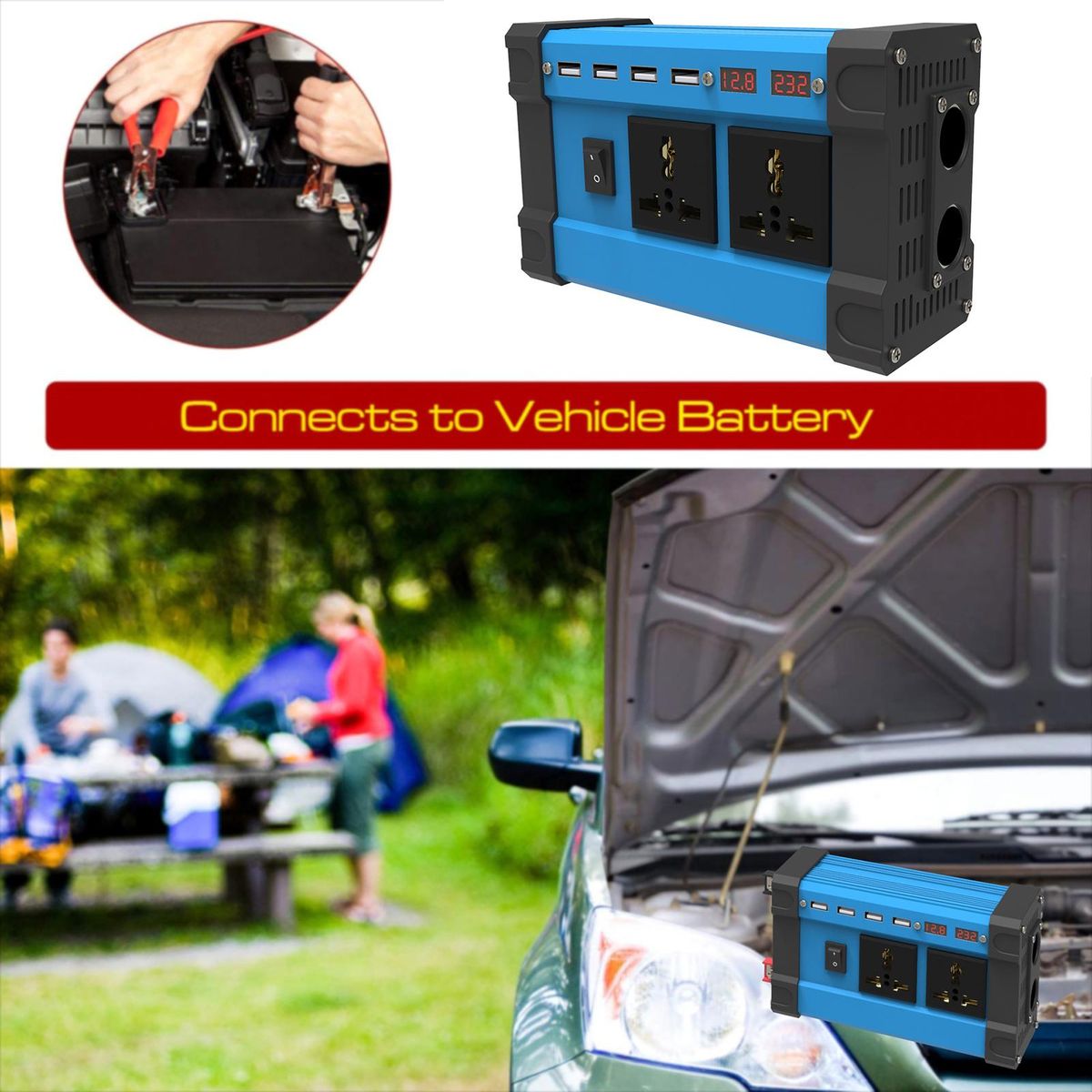 1 Set Car Power DC 12V to AC 220V110V Car Plug Adapter AC220V