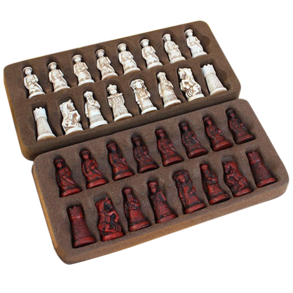 Professional Chess Pieces Games Set PU Leather Resin Chessboard Mat Checkers Board Game Interactive Playing Toys