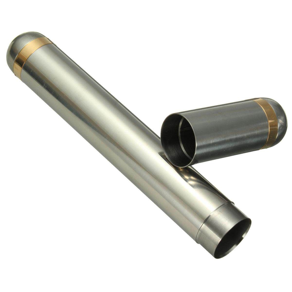 Stainless Steel Cigar Tube Travel Case Collector Holder Container L/210x24mm