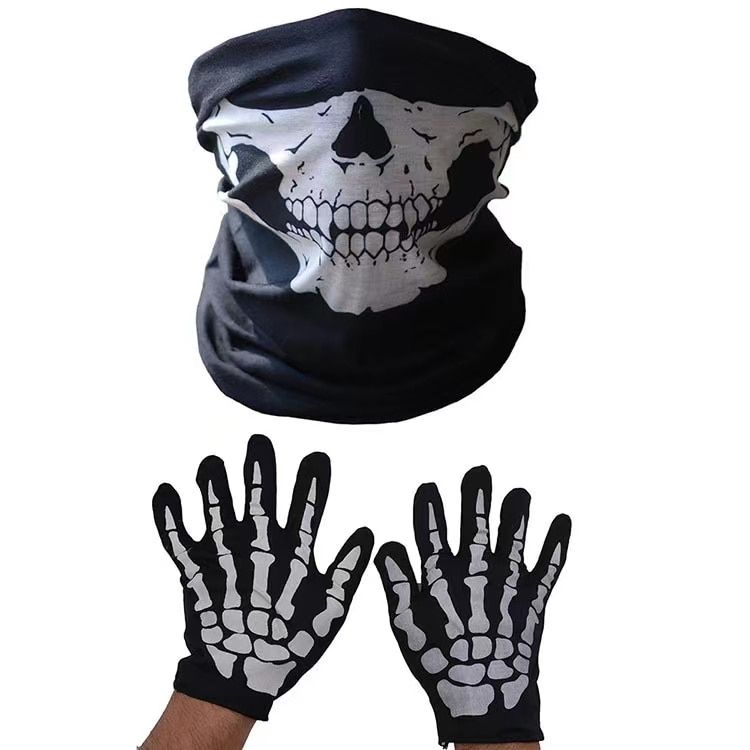 Halloween Mask Horror Ll Jaw Mask Skeleton Ghost Glove Set Performance Party Dress New Head