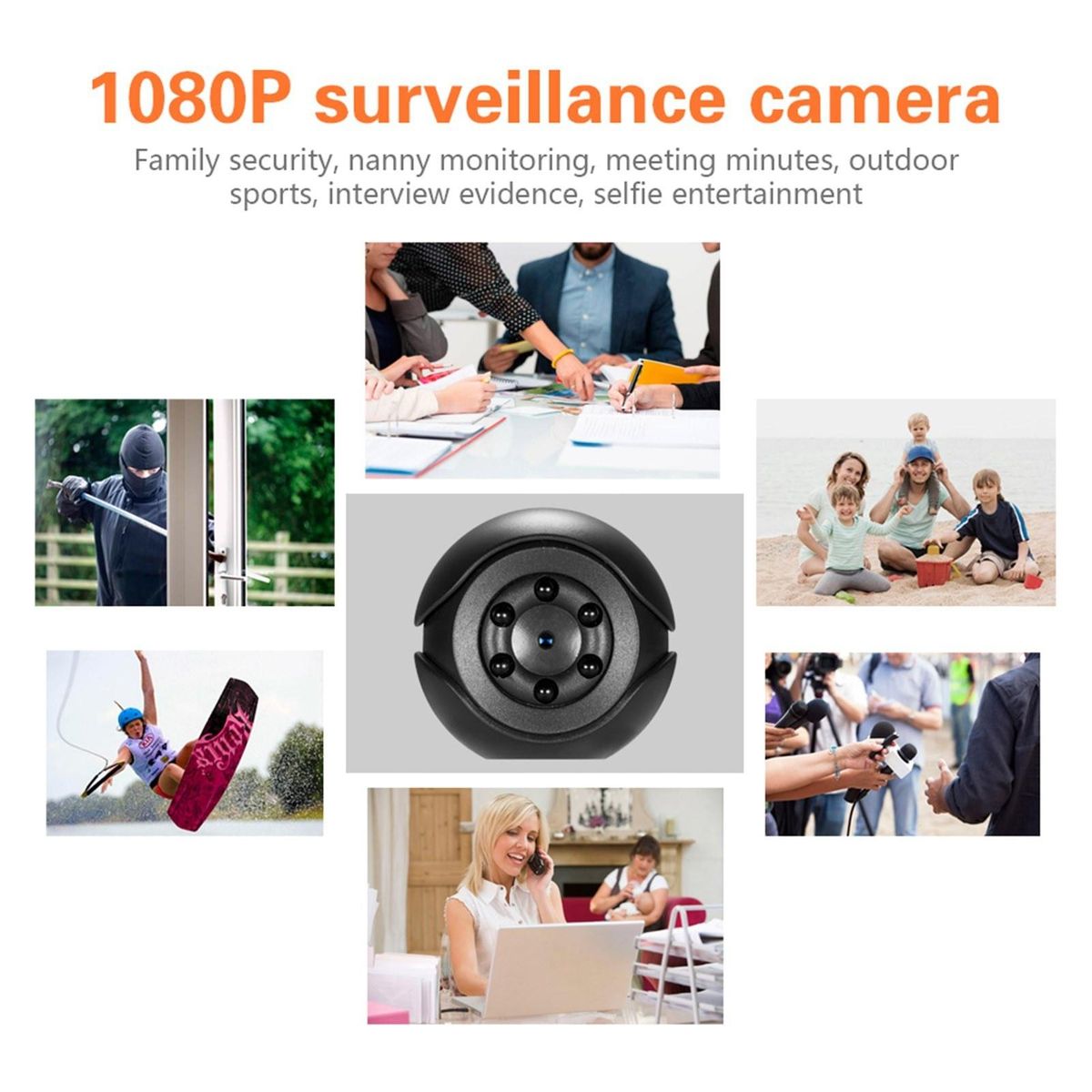 Mini Camera Portable Surveillance Camera Home Security 1080P Camera HD Home Sport Cam Video Camcorder DVR with Night Vision for Indoor and Outdoor