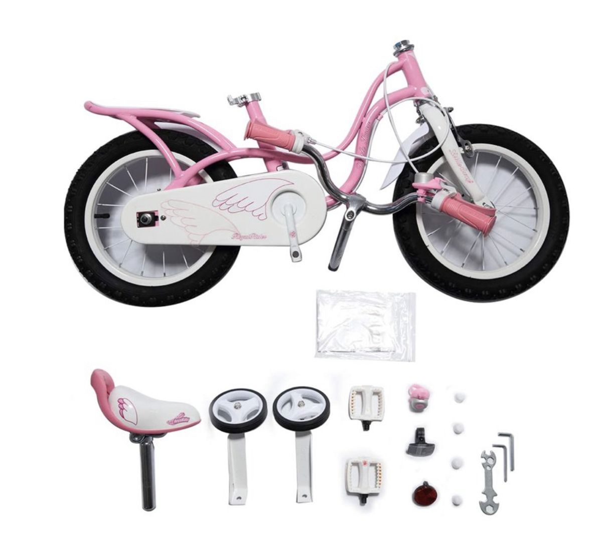 Royalbaby Little Swan Pink 14 Girl's Bicycle With Training Wheels And Basket
