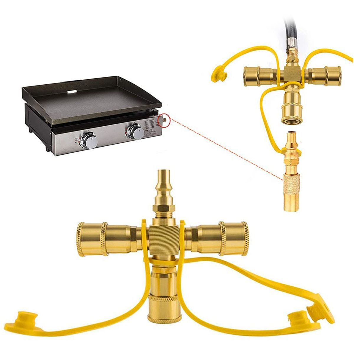 3 Ways Y Splitter Quick Connect Adapter 1/4'' Propane Hose