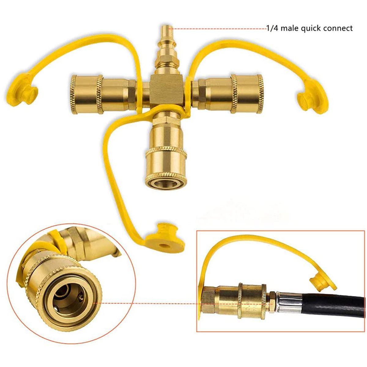 3 Ways Y Splitter Quick Connect Adapter 1/4'' Propane Hose