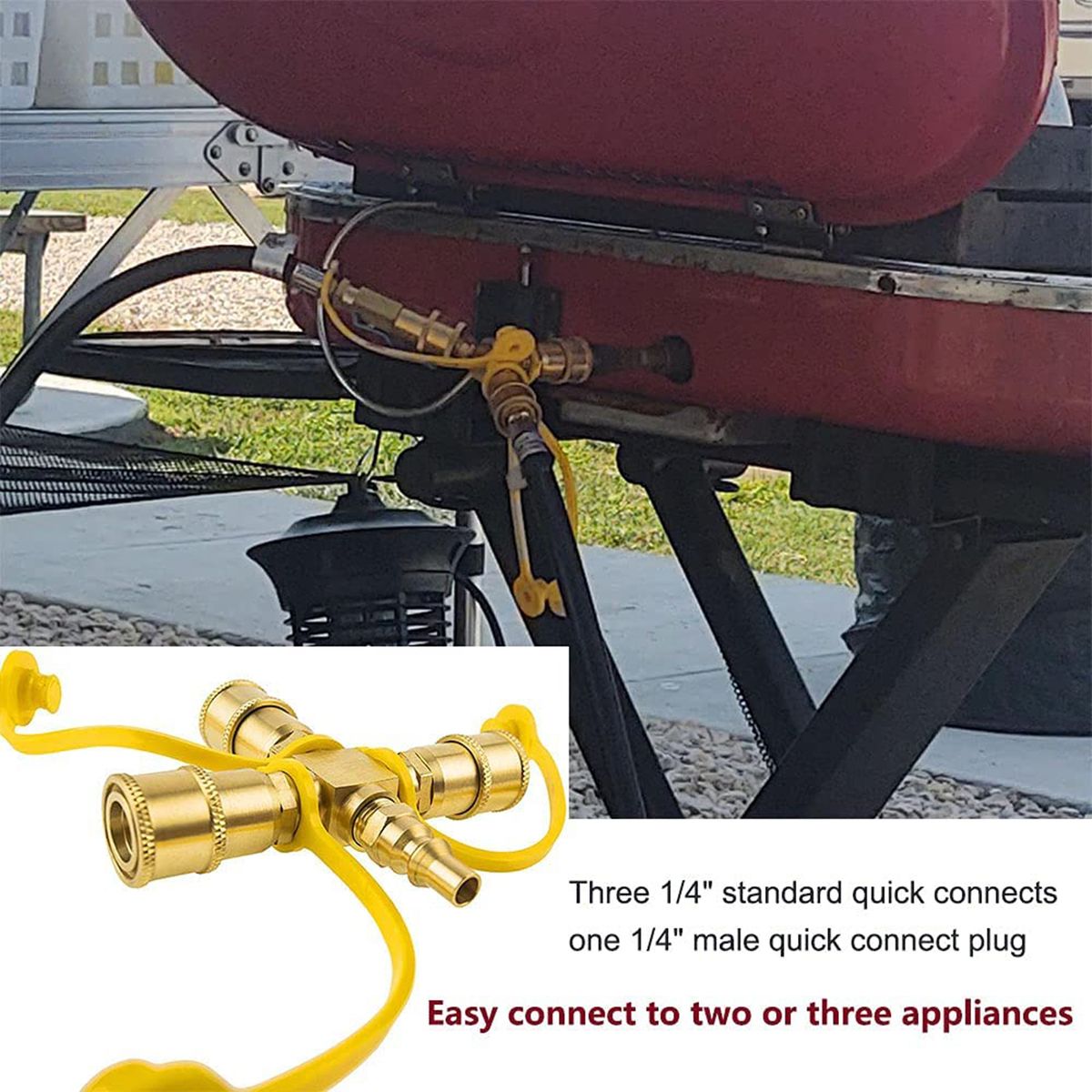 3 Ways Y Splitter Quick Connect Adapter 1/4'' Propane Hose