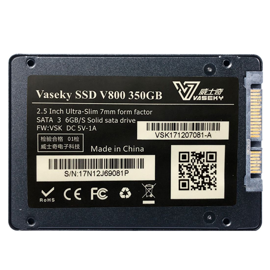 Vaseky V800 350GB 2.5 Inch SATA3 6GB/s Ultra-Slim 7mm Solid State Drive SSD Hard Disk Drive For Desktop, Notebook