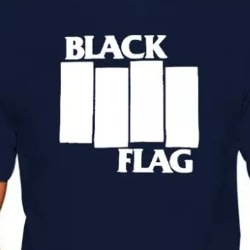 Flag Print T-Shirts - Navy Blue