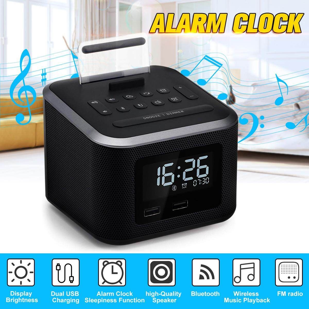 LCD Wireless Bluetooth Speaker Digital Alarm Clock FM USB Recharging