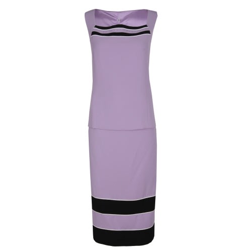 A Plain Patterned 3-piece Ladies Skirt Suit- Lilac/black Lss-4907