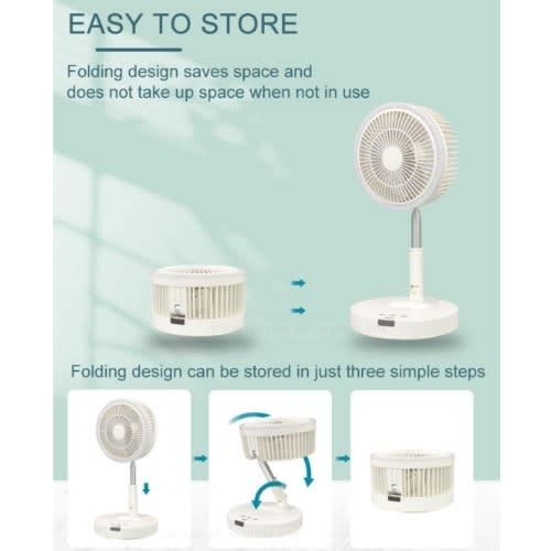 8" Rechargeable Foldable Standing And Table Fan With Remote - 3-in-1