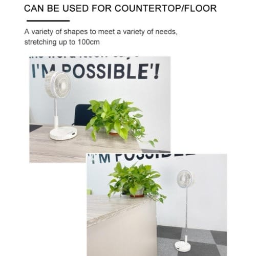 8" Rechargeable Foldable Standing And Table Fan With Remote - 3-in-1