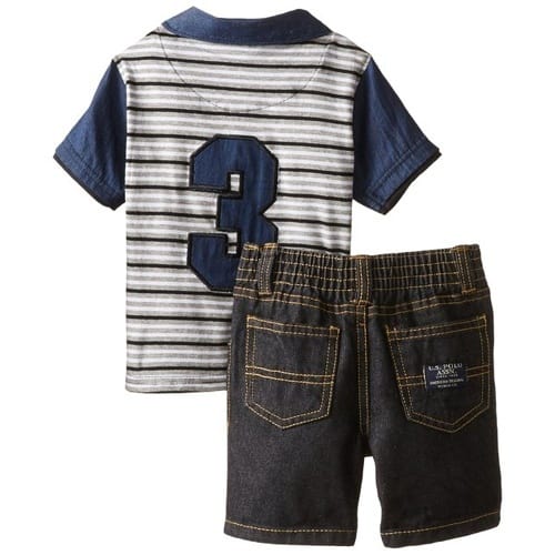 Baby Boys' Pocket Polo and Denim Short Set - Multicolour