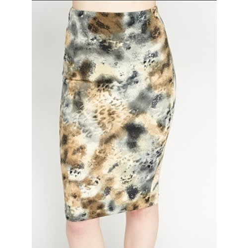 Marble Mixed Print Pencil Skirt And Peplum Blouse