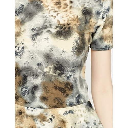 Marble Mixed Print Pencil Skirt And Peplum Blouse