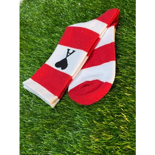 White And Red Stripe Cotton Men's Sock