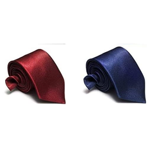 Men's Long Ties  - Set Of 2 - Wine & Navy Blue