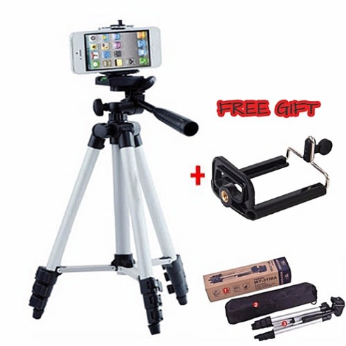 Mobile Phone & Camera Tripod Stand With Phone Holder