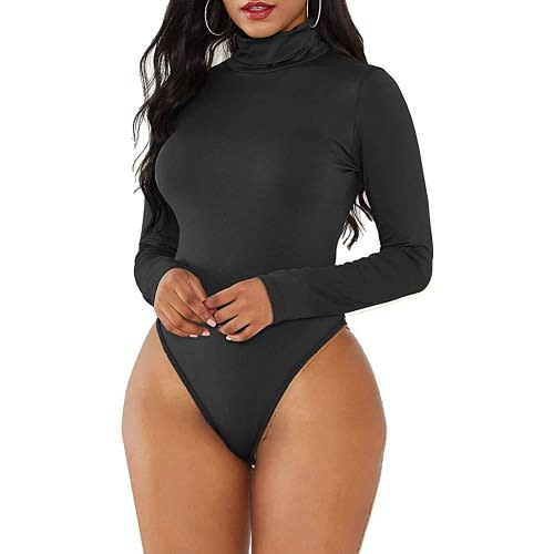 Black Long Sleeve Turtleneck Bodysuit