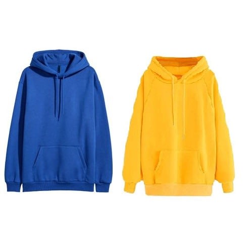 Men's Plain Hoodies - Royal Blue And Yellow