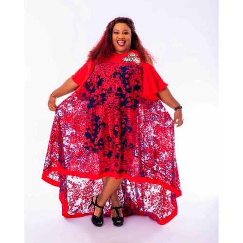 Cole Shoulder Lace Dress-Red