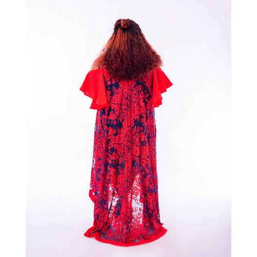 Cole Shoulder Lace Dress-Red