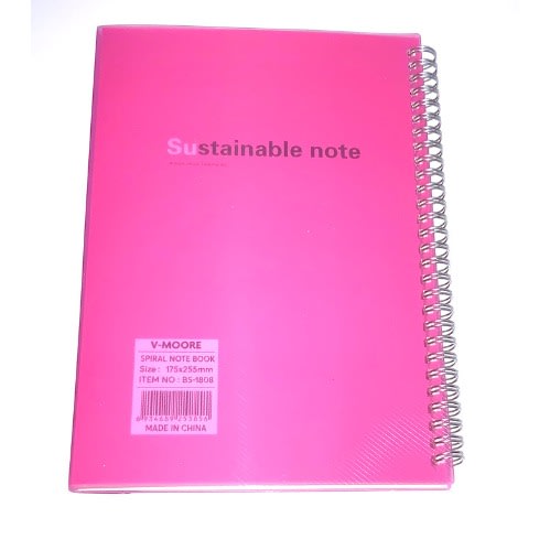 B5 Spiral Sustainable Note With Cover - Pink