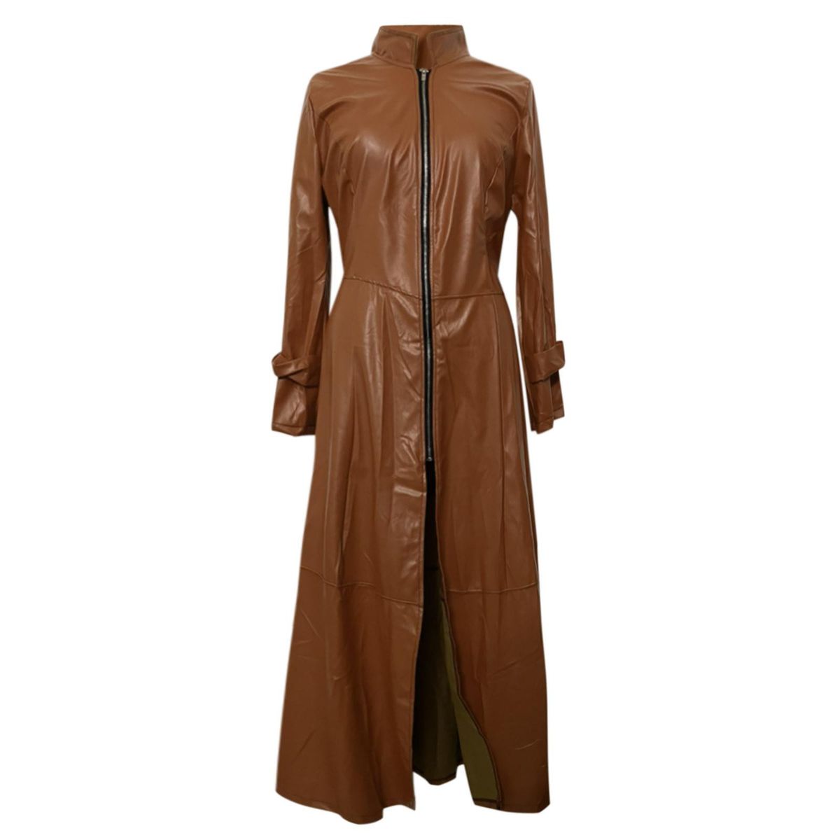 Women's Sexy Solid Long Leather Coat Imitation Leather Windbreaker Coa