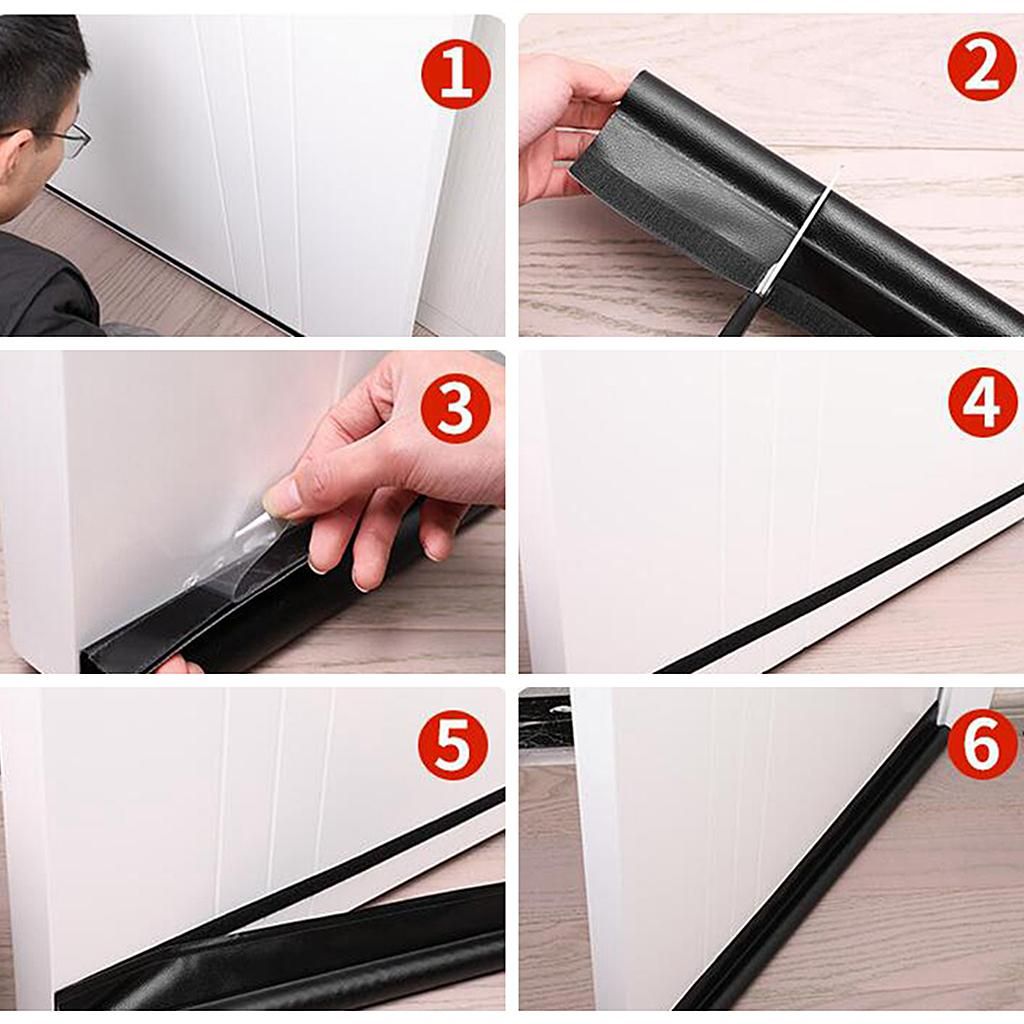 Door Draft Stopper Door  Strong Adhesive 38" Length Black