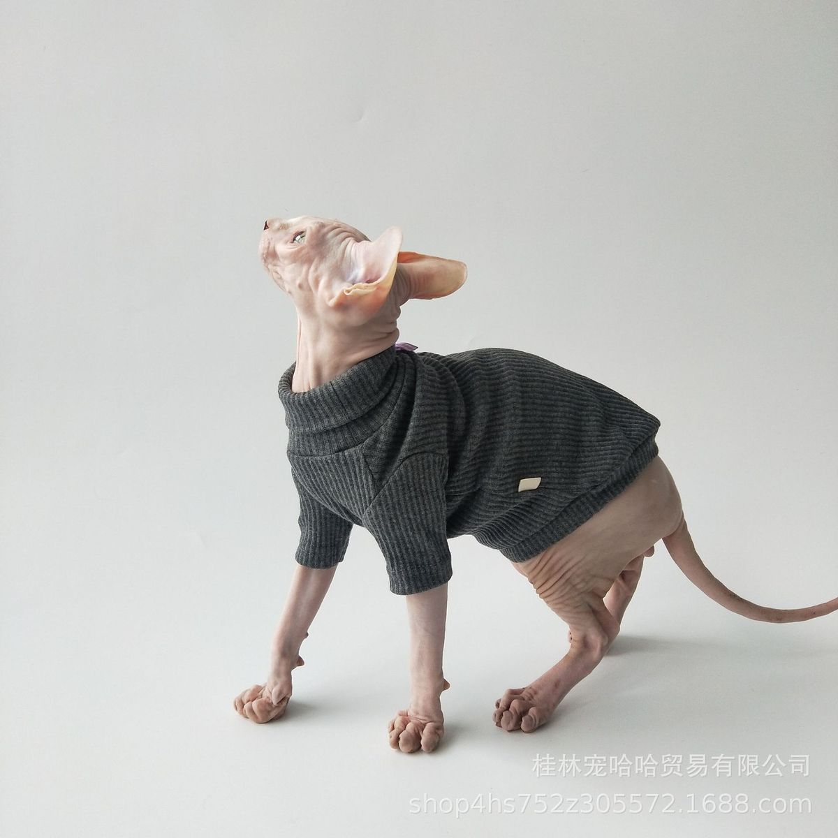 Hairless Cat Clothes Knitwear Base Shirt Air Conditioning Clothes-GRAY