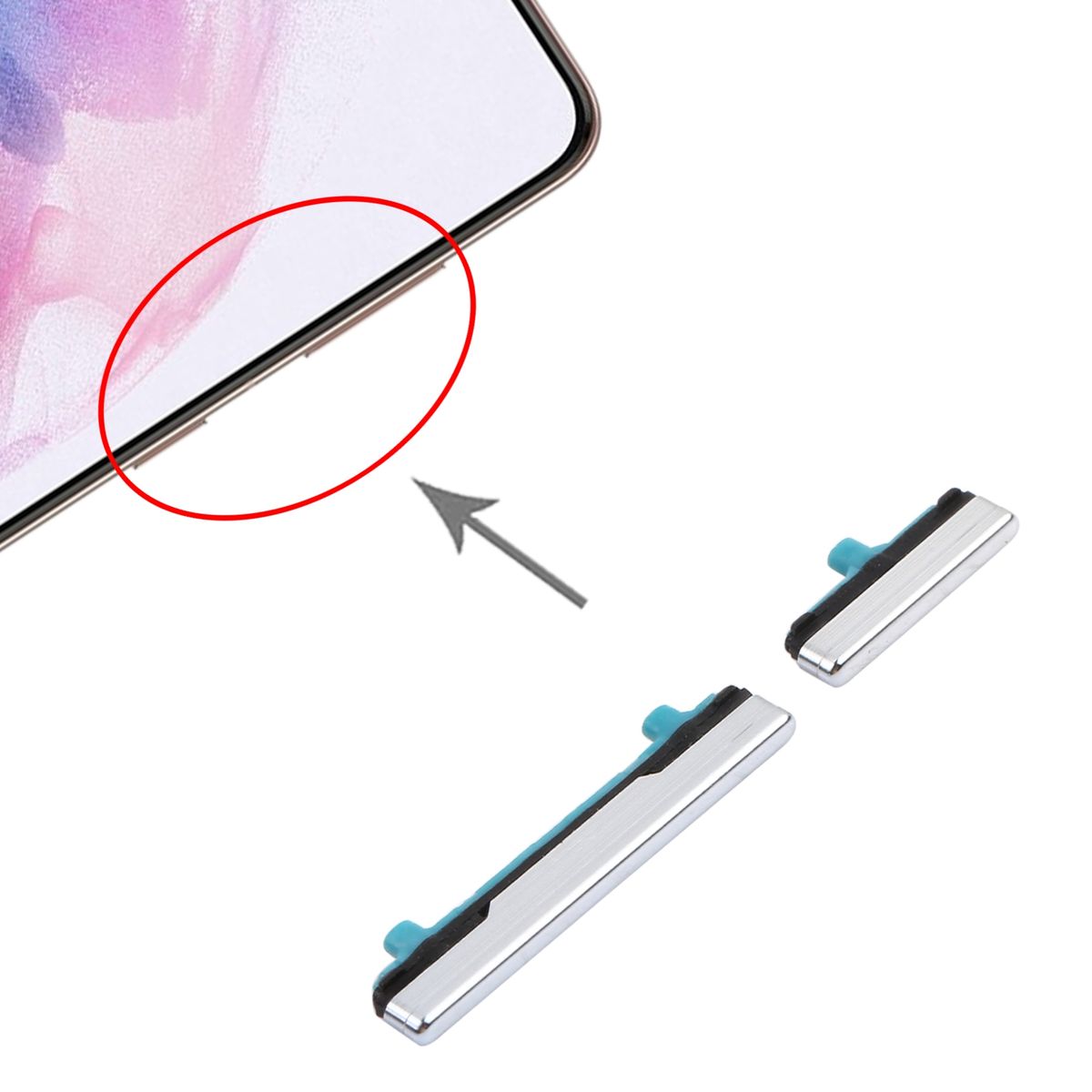 Power Button And Volume Control Button For Samsung Galaxy S21+ 5G (Silver)