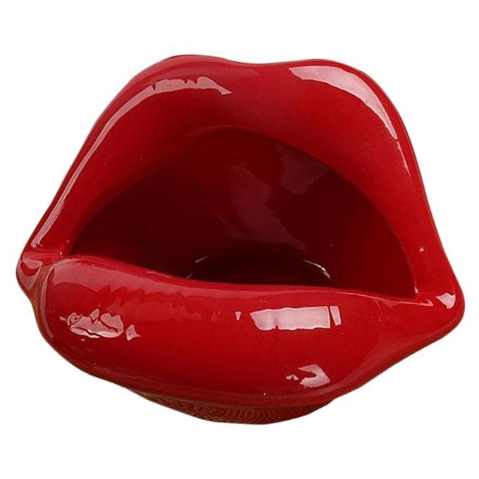 Cute Ceramic Lip Ash Tray  Ashtray  Holder Home Wine Red