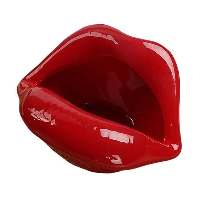 Cute Ceramic Lip Ash Tray  Ashtray  Holder Home Wine Red