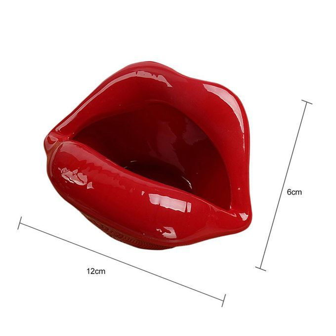 Cute Ceramic Lip Ash Tray  Ashtray  Holder Home Wine Red