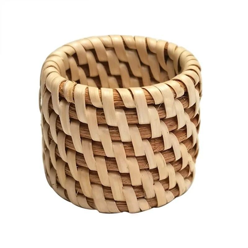 10pcs Rattan napkin ring decorative mouth cloth ring square towel ring handmade rattan napkin buckle