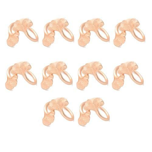 10Pcs/Lot Rose Gold Napkin Buckle Ginkgo Leaf