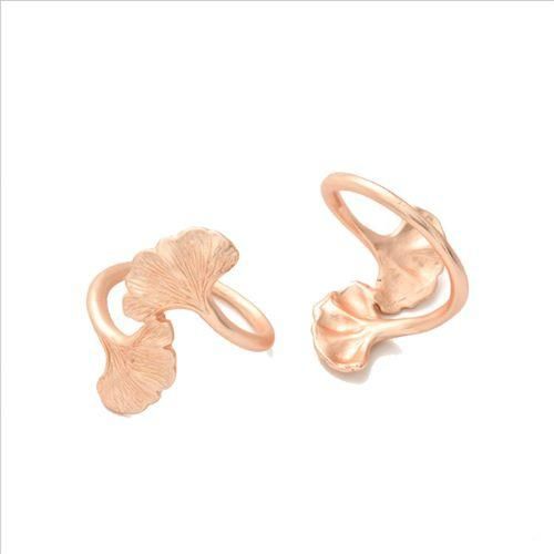 10Pcs/Lot Rose Gold Napkin Buckle Ginkgo Leaf