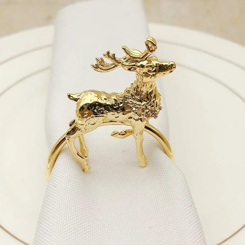 6pcs/lotNew hotel Christmas deer napkin ring metal napkin buckle napkin ring