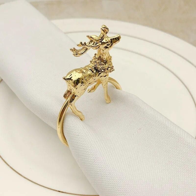 6pcs/lotNew hotel Christmas deer napkin ring metal napkin buckle napkin ring