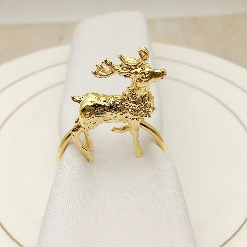 6pcs/lotNew hotel Christmas deer napkin ring metal napkin buckle napkin ring
