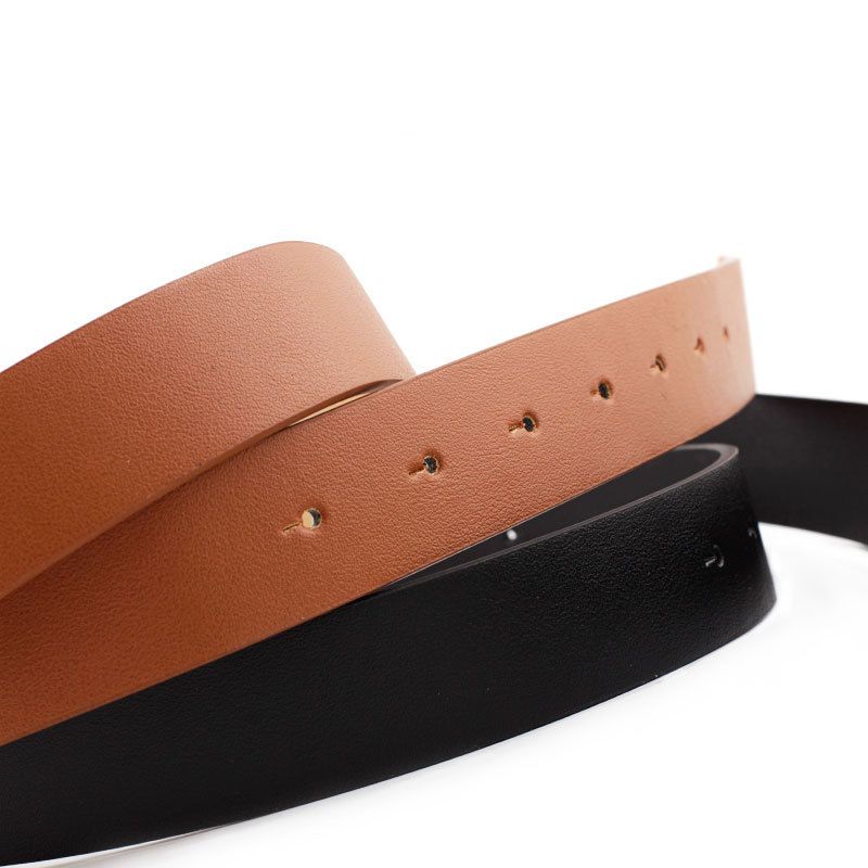 Double Circles Metal Buckle Leather Belts For Wear Jeans Decoration