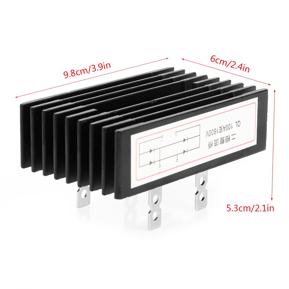 1pc 100A Amp 1600V Voltage 2-Phase Diode Bridge Rectifier