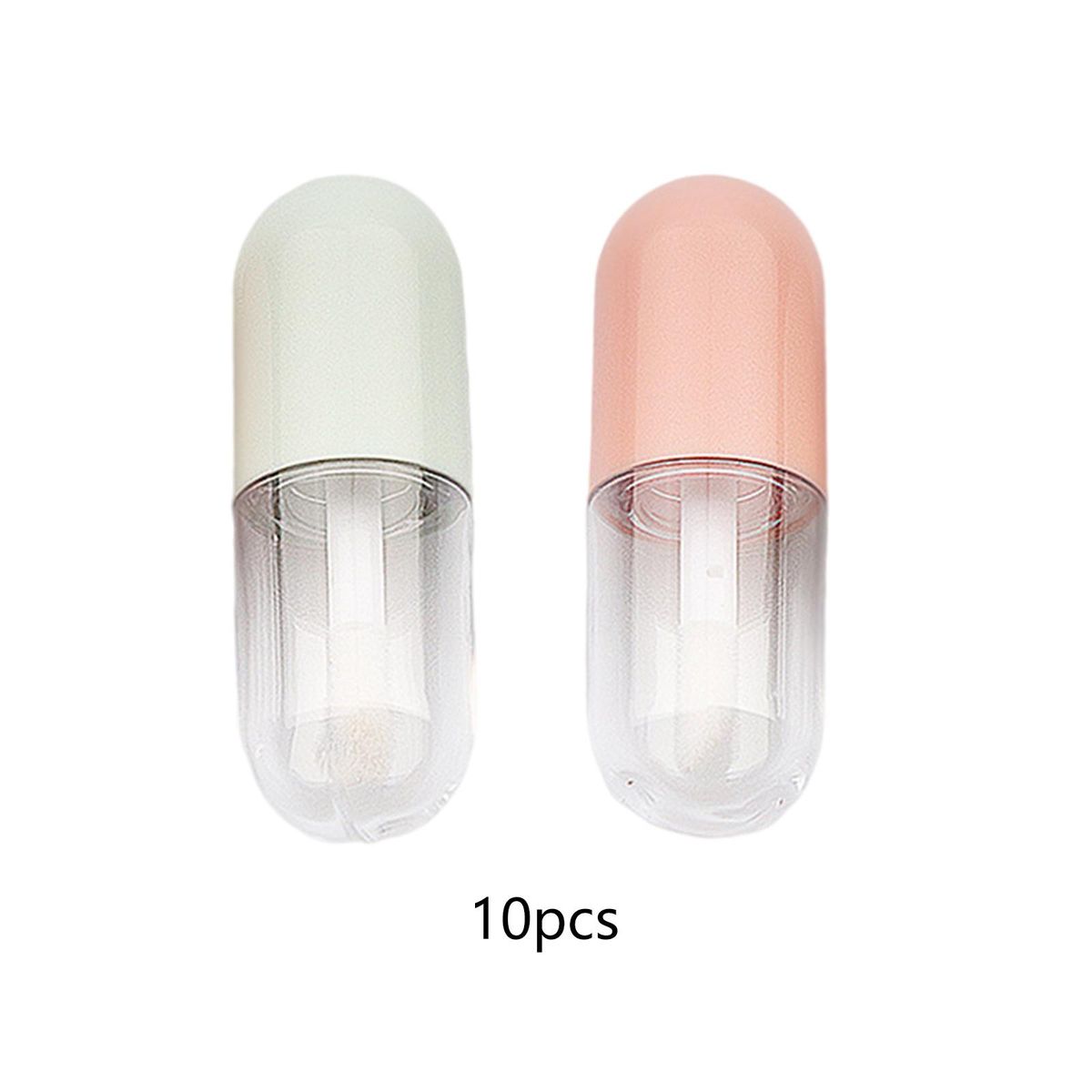 10x Lipgloss Container With Insert Stoppers  For DIY Green