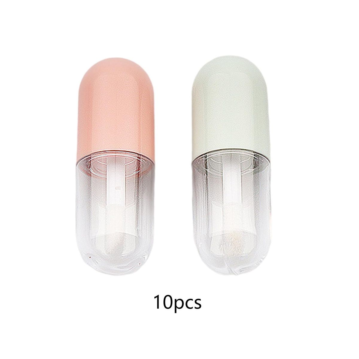 10x Lipgloss Container With Insert Stoppers  For DIY Green