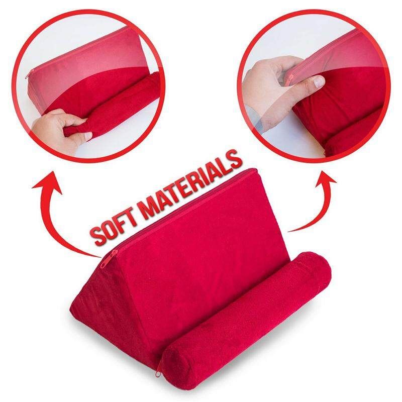 Tablet Pillow Holder Stand Foam Book Rest Reading Bed Cushion For IPad Red