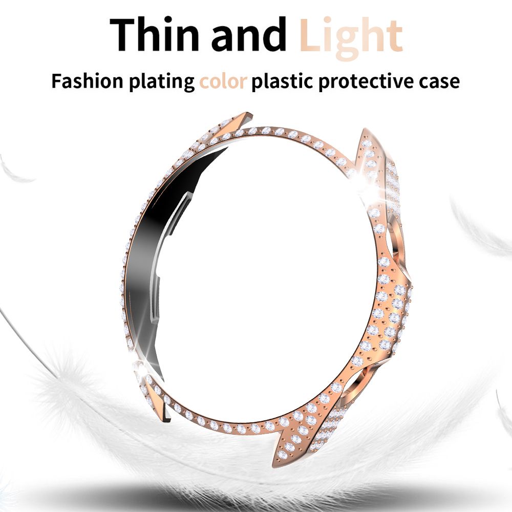 (Silver)Luxury Full Diamond PC Case For Samsung Galaxy Watch 3 45mm 41mm Cover Women Protective Shell Watch3 Bumper Bling Hollow Frame XXA