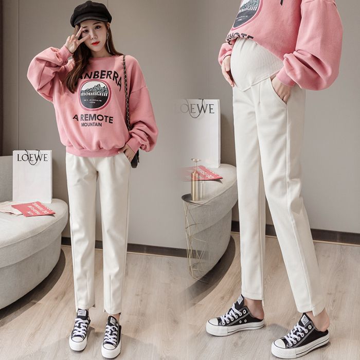 2020 Maternity Pants Autumn Fashion Outer Wear Woolen Loose Maternity Leings