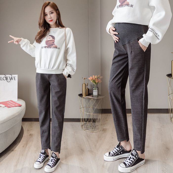 2020 Maternity Pants Autumn Fashion Outer Wear Woolen Loose Maternity Leings