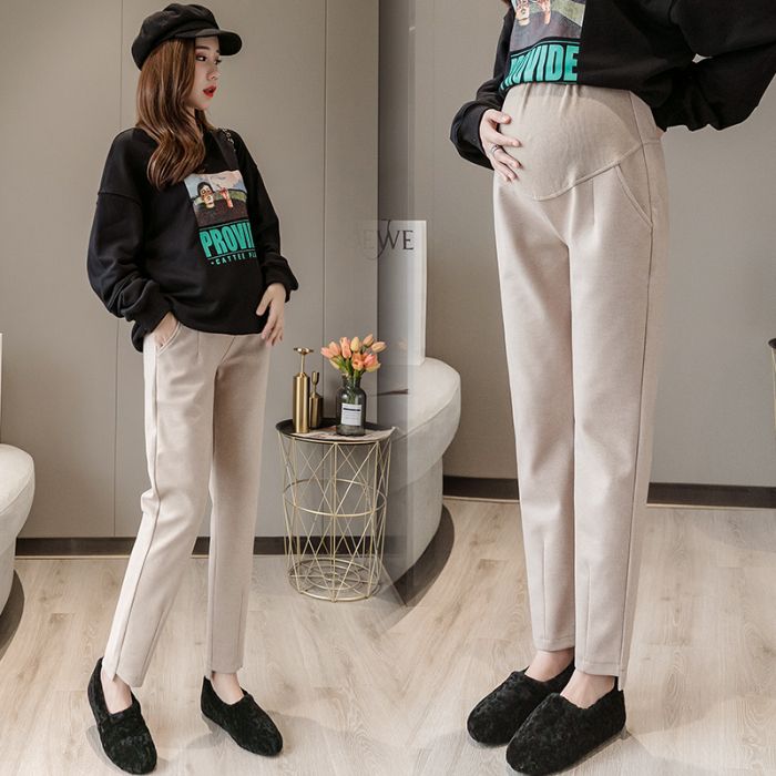 2020 Maternity Pants Autumn Fashion Outer Wear Woolen Loose Maternity Leings