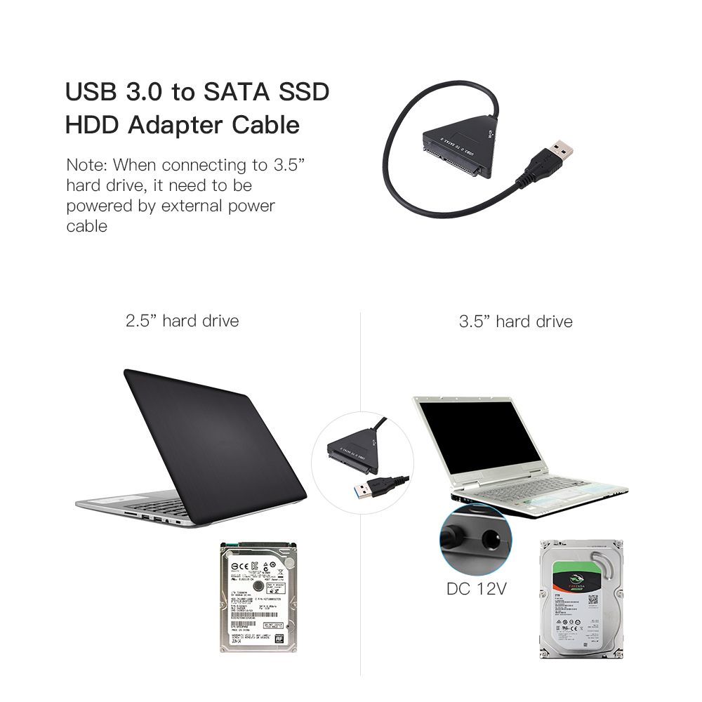 USB 3.0 To External 2.5" 3.5" SATA III HDD SSD Hard Drive