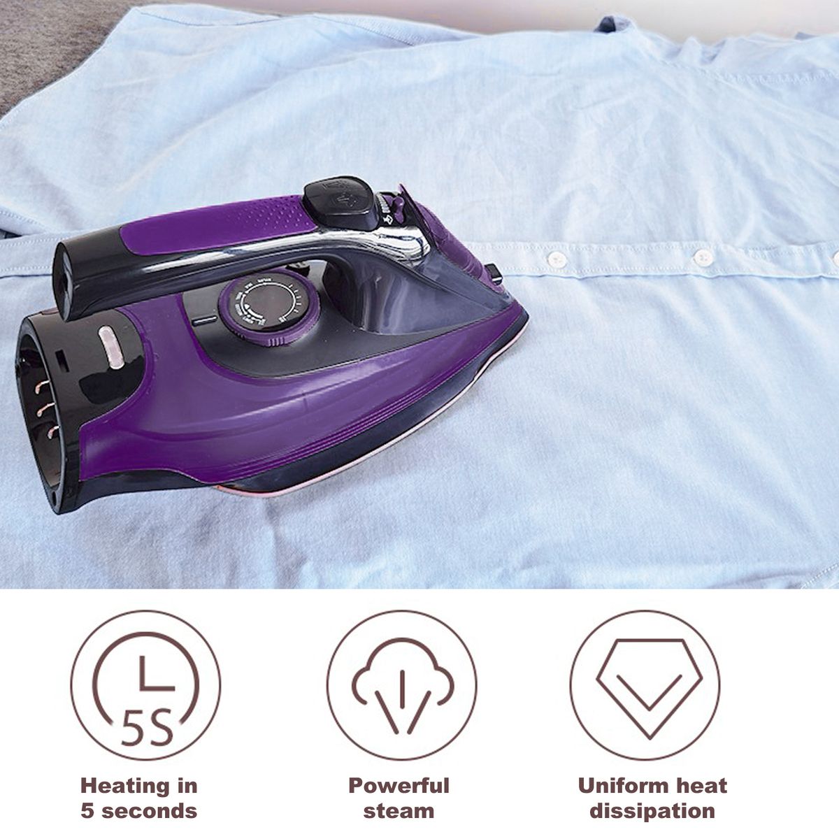 Cordless Iron,Steam Iron 2400W,Lightweight Portable